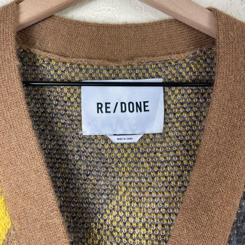 RE/DONE 90s Cropped Cardigan Argyle Sweater Size Large - Picture 5 of 8